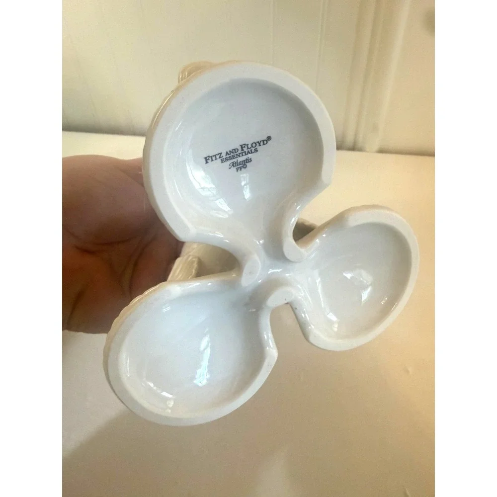 Fitz And Floyd Atlantis Collection Candleholder White Ceramic Fish Candle Holder